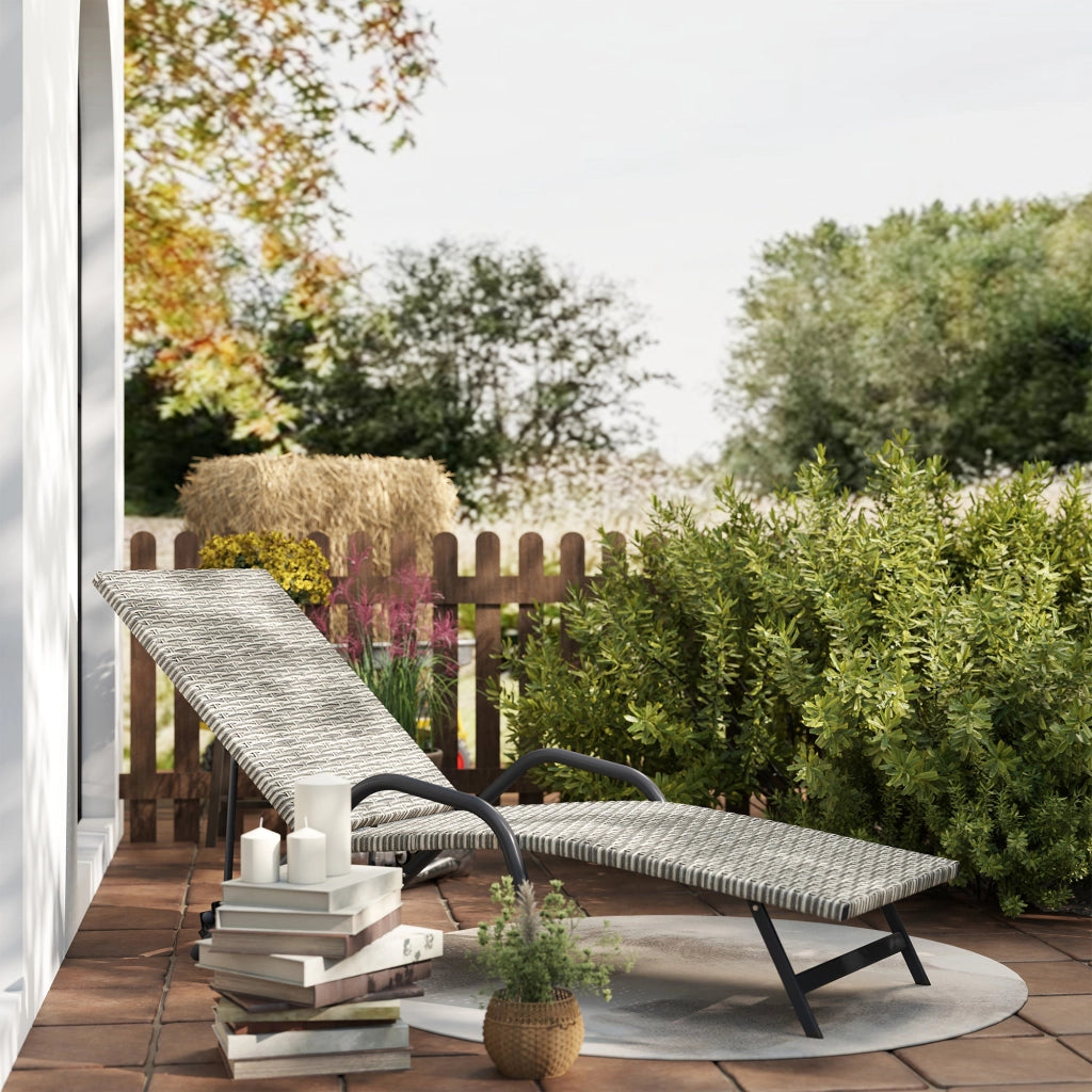 Chaise Longue in Resina Intrecciata ¨C zephmum ¨C Marrone 156x62x96cm