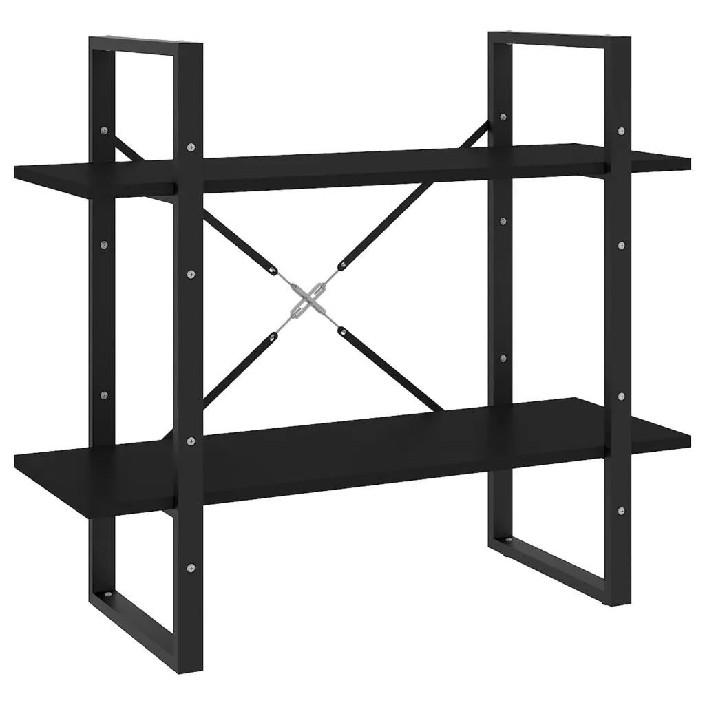 Libreria a 2 Ripiani Nera 80x30x70 cm in Legno Multistrato 806448