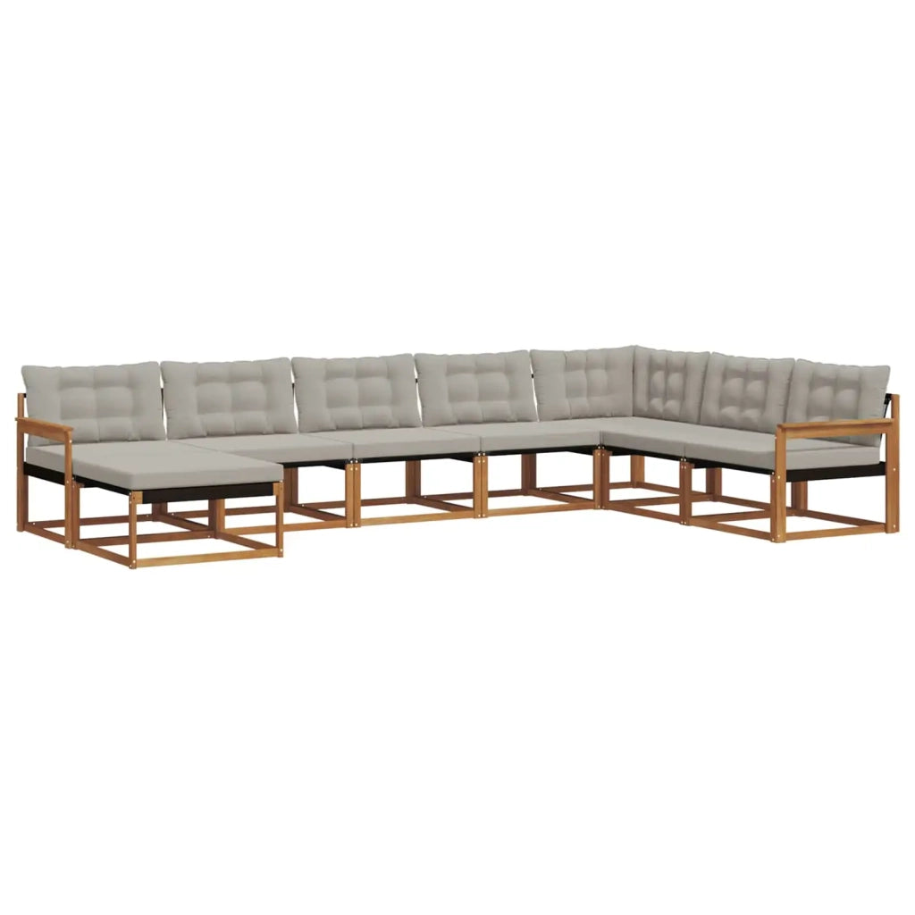 Set di divani da esterno 8 pcs Grigio Naturale e Chiaro