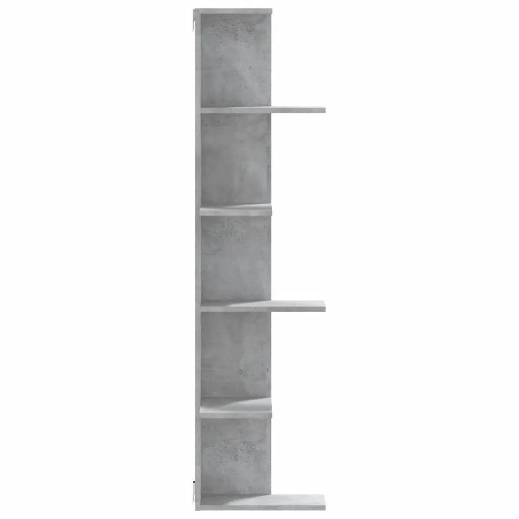 Scaffale Angolare Muro | Mensola a parete Grigio Cemento 36,5x36,5x140 cm Legno