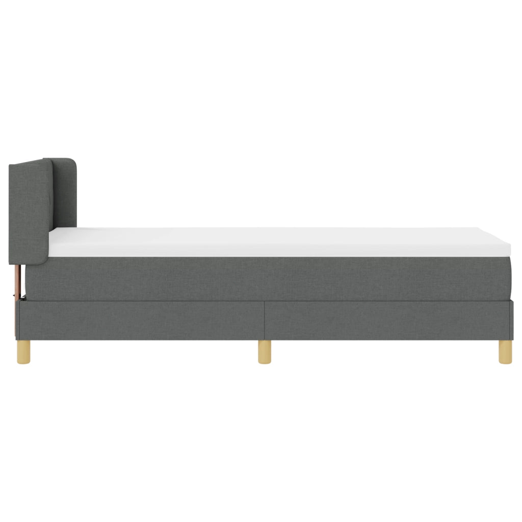 Letto box spring e materasso grigio scuro 80x200 cm in tessuto