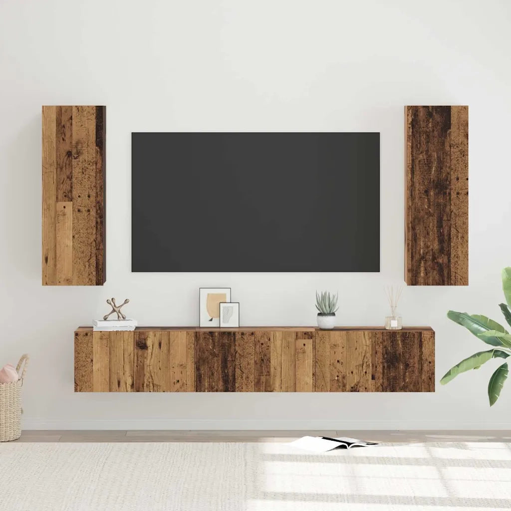 vidaXL Set mobile TV 4 pcs Legno vecchio 30.5 x 30 x 90 cm