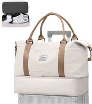 Ristreti - Beige - 40 x 30 x 20 cm - Bagaglio impermeabile con tasca per scarpe - Per signora e signore