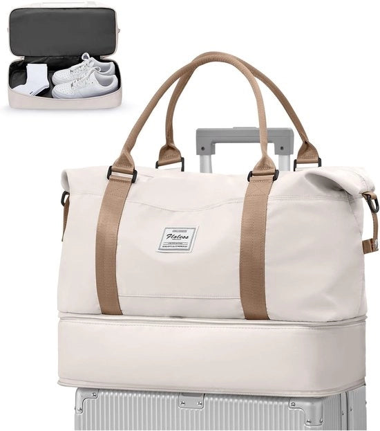 Ristreti - Beige - 40 x 30 x 20 cm - Bagaglio impermeabile con tasca per scarpe - Per signora e signore