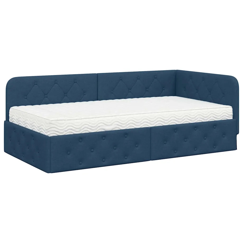 Cornice del letto ad angolo Blu 90 x 190 cm Tessuto 3394044