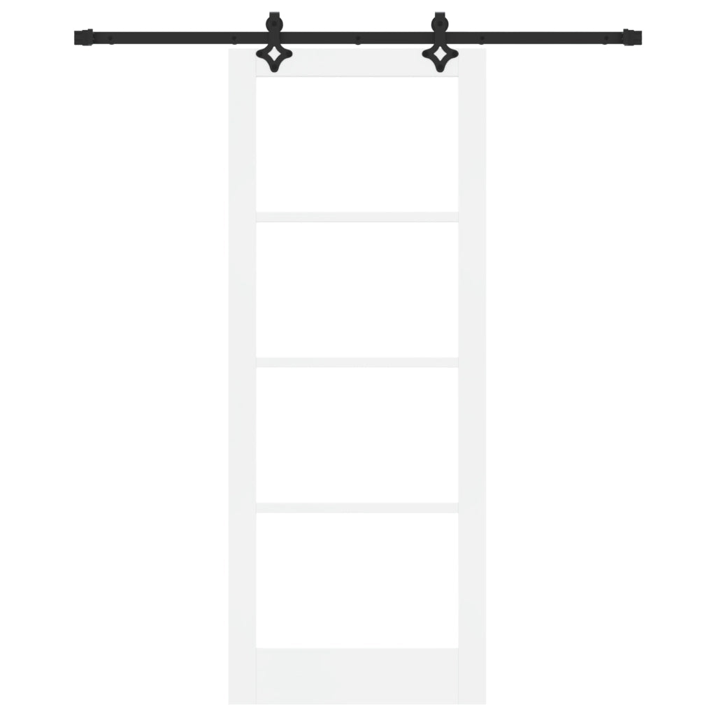 Set di Porte Scorrevoli  con Set Hardware "ORKDAL" Bianco in Legno Massello e Vetro