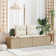 Divano da giardino 2 posti con cuscini beige in rattan polietilene