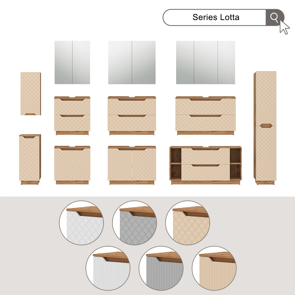 Vicco Armadio per il bagno Rovere/cashmere con struttura in piastrelle 33 x 186 cm con 2 porte