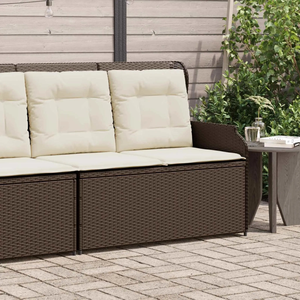 Panchina da Giardino | Panca da Giardino con cuscino Nero e Bianco Crema polyrattan