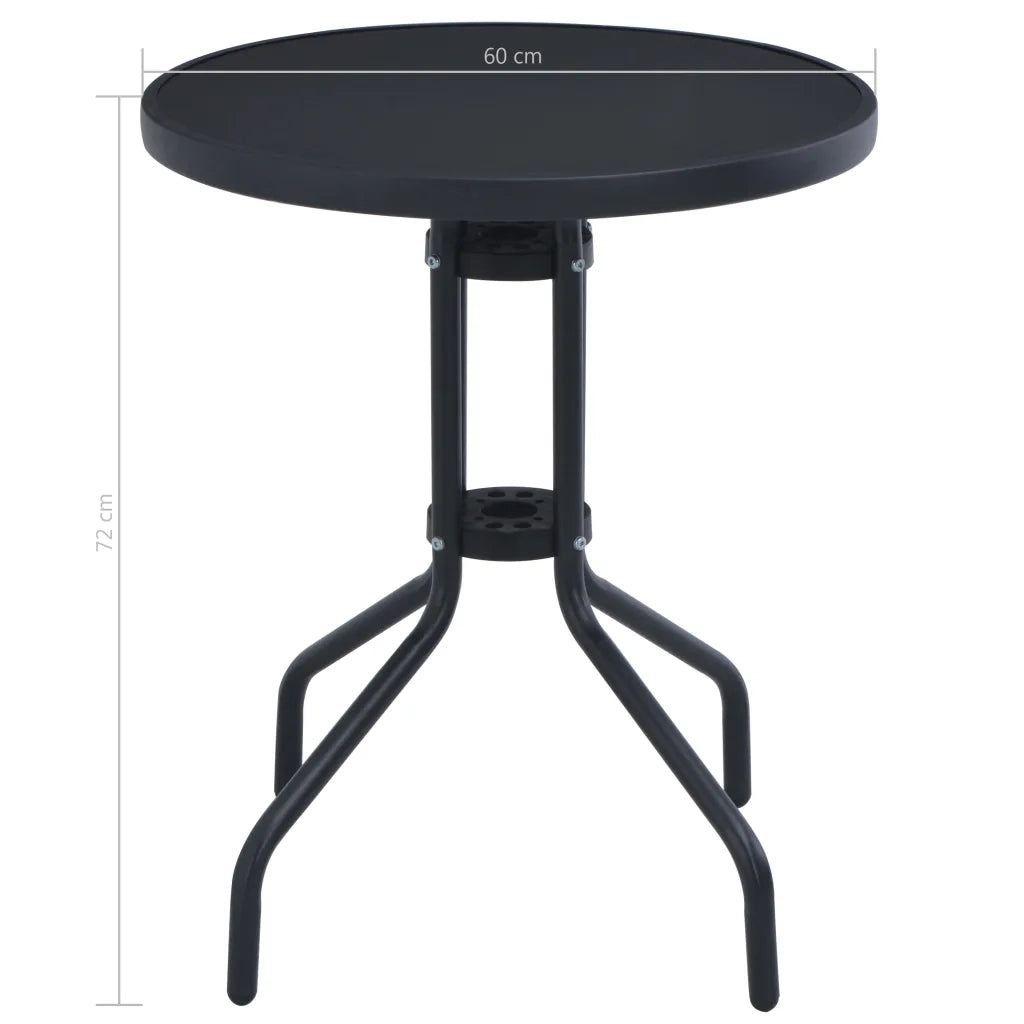 Tavolo da Giardino Nero 60 cm in Acciaio e Vetro cod mxl 34466