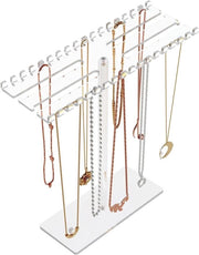 Display stand per acrilati per gioielli con grucce a doppia faccia per collane e bracciali - Reticolo di stoccaggio trasparente appeso per organizzare gioielli