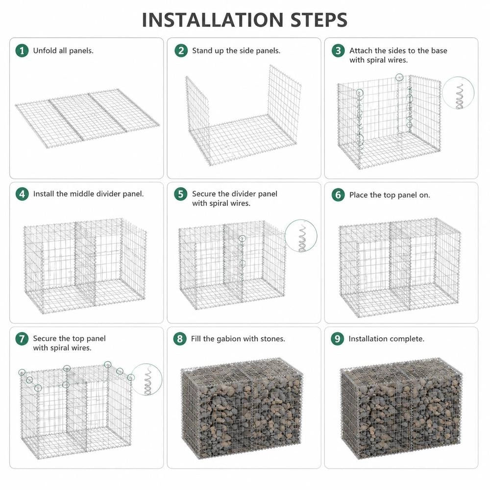 Gabion Wall With Cover, Galvanized Steel, 100x60x100 Cm