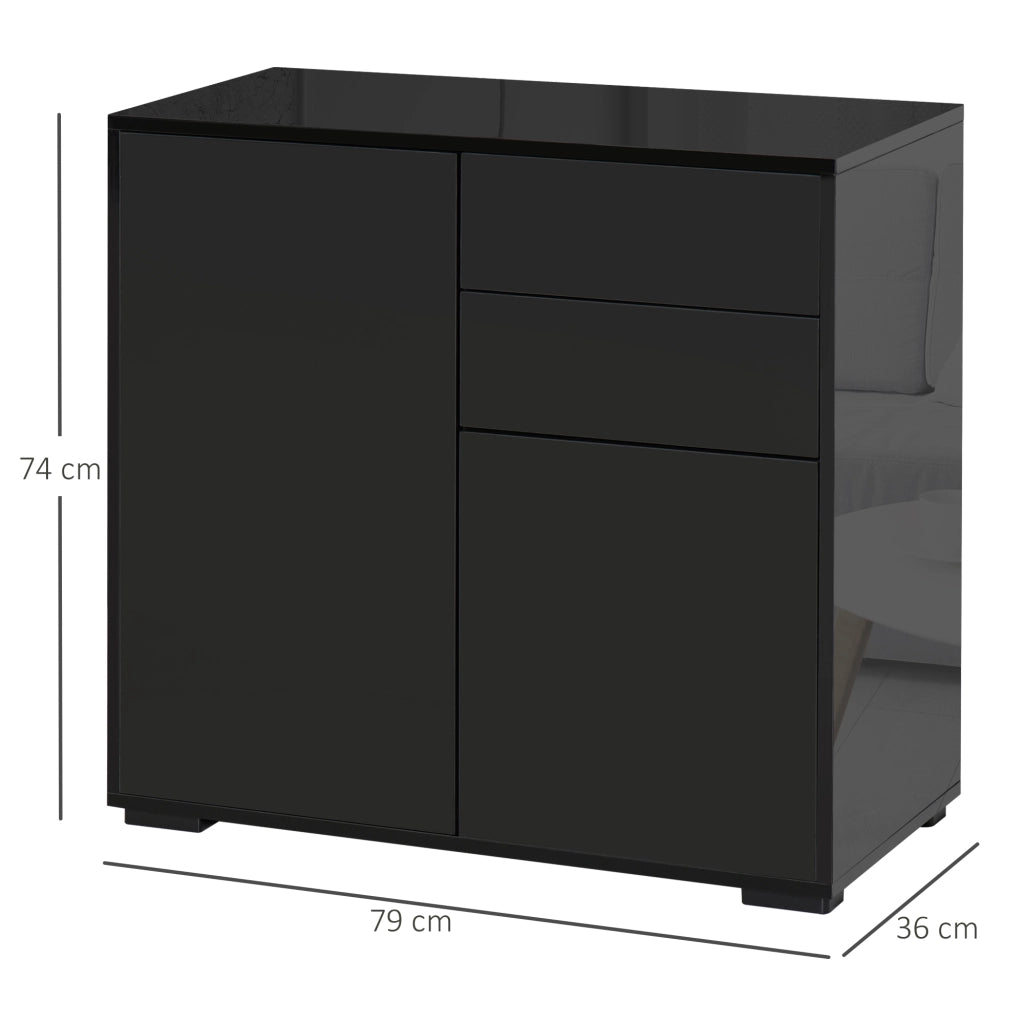 Easycomfort Mobiletto Multiuso per Casa e Ufficio con 2 Cassetti e 2 Armadietti, Apertura a Pressione, 79x36x74cm