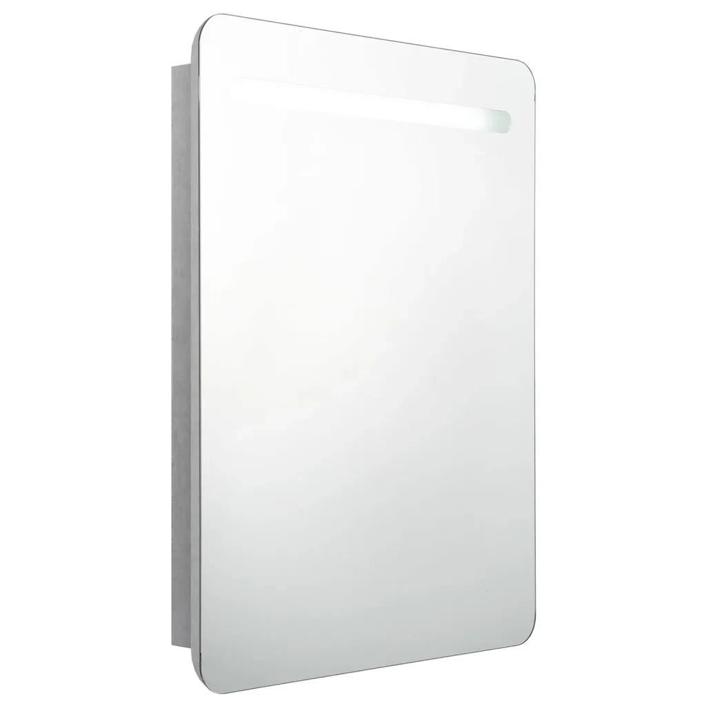 Armadietto Bagno con Specchio e LED Grigio Cemento 60x11x80 cm 326502