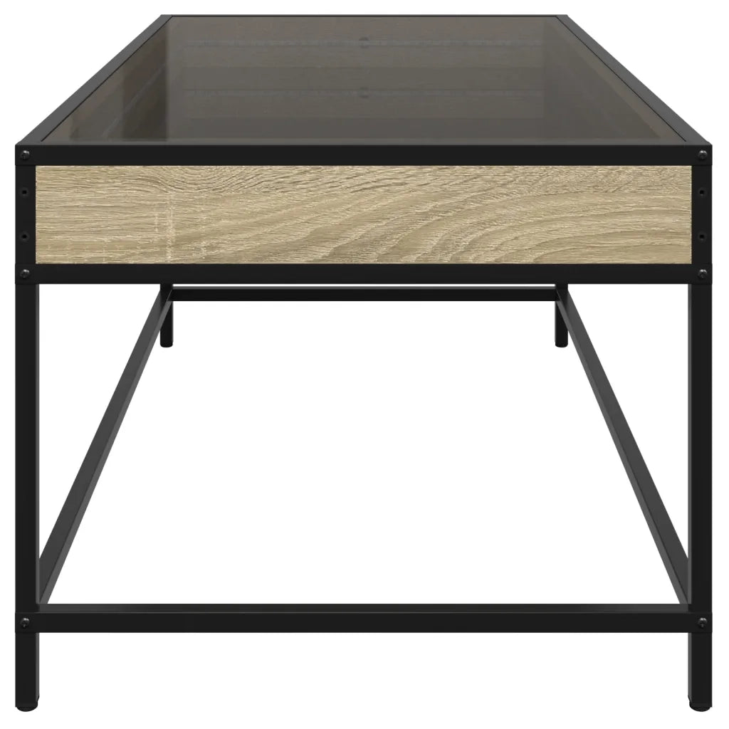 Tavolino da Salotto con LED Infinity Rovere Sonoma 90x50x41 cm