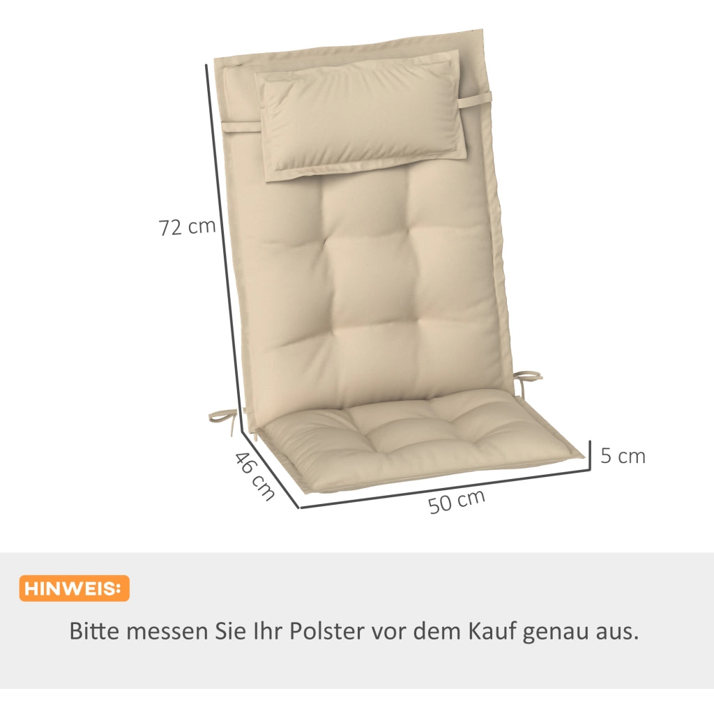 Set di 2 cuscini per sdraio cuscino idrorepellente per sdraio da giardino 50x116x5 cm; beige