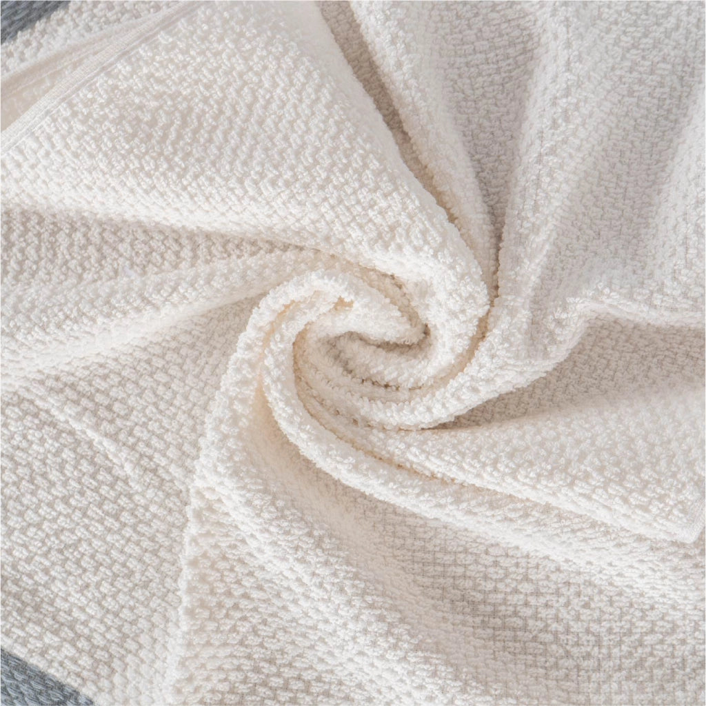 Set Asciugamani Bagno 3 Pezzi in Cotone 100% 430 GSM, Telo Doccia 70x140 cm, Asciugamano Viso 50x100 cm e Ospite 40x50 cm, Effetto Popcorn Morbido e Assorbente Bianco-Grigio