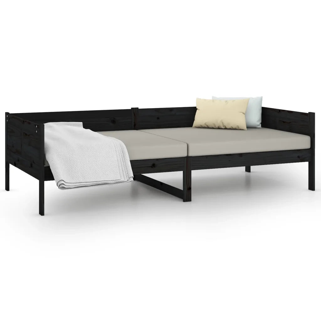 Letto singolo | Letto per adulti | Dormeuse Nera in Legno Massello di Pino 90x190 cm