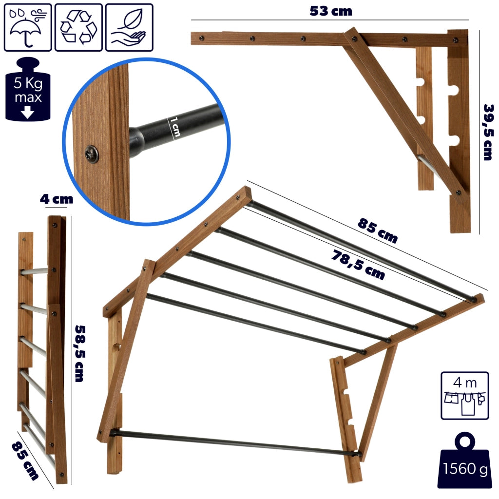 Stendibiancheria pieghevole da bagno KADAX con 5 barre