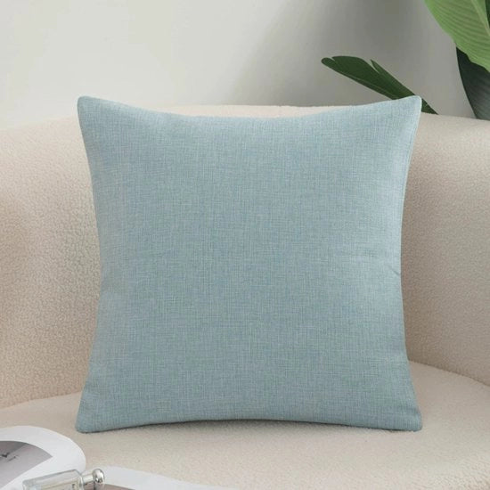 Pacchetto di 2 cuscini per divano, cuscini accoglienti in cotone e lino per divano, divano letto, salotto, casa, copri cuscino lisci (60*60cm) - Blu chiaro - 60x60cm