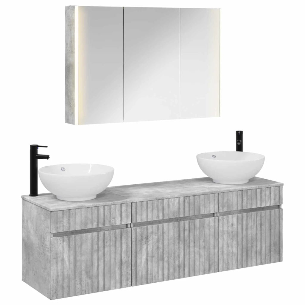 Set di Armadi da Bagno 4 pcs Grigio Cemento 3406626