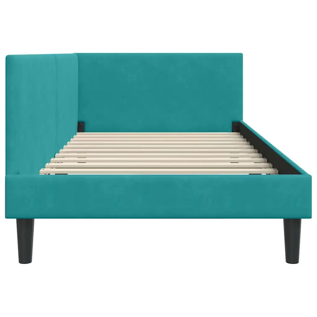 Cornice del letto ad angolo Turchese 100 cm x 200 cm Velluto