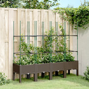 Fioriera da giardino con traliccio-Vaso da Esterno-Vaso con Griglia Marrone 160x40x142,5cm in PP