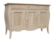 Madia credenza in legno grezza 3 ante l.151 p.50 h.105 (3088) - Mobili 2G