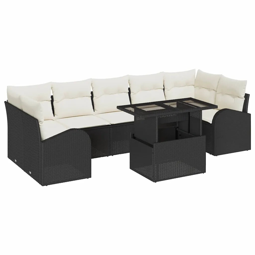 Set Divano da Giardino 8 pcs Nero Rattan in Polipropilene 3357330