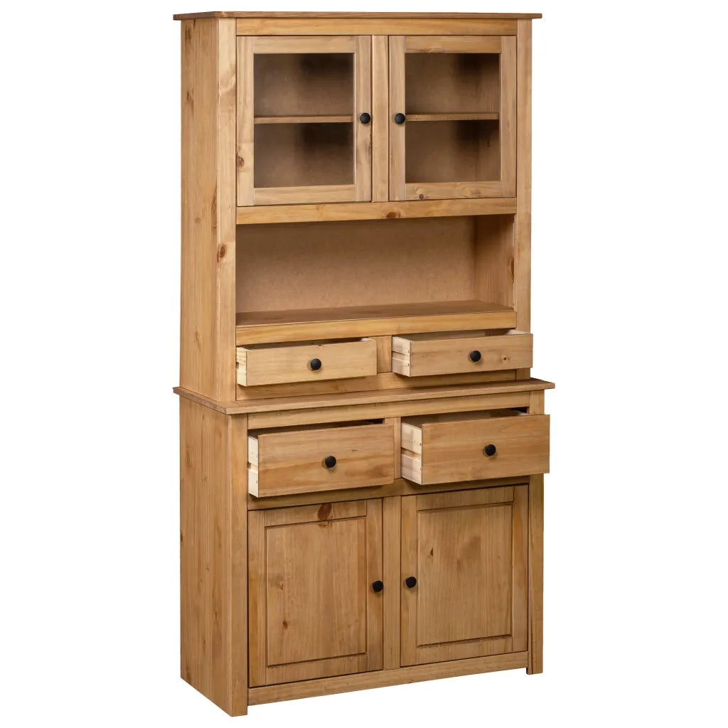 Credenza | Madia | Buffet da pranzo | Armadio da pranzo 93x40,5x180 cm in Legno Massello di Pino Panama Range