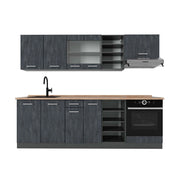 Cucina componibile R-Line Calce nera/Antracite 240 cm PL Rovere Vicco