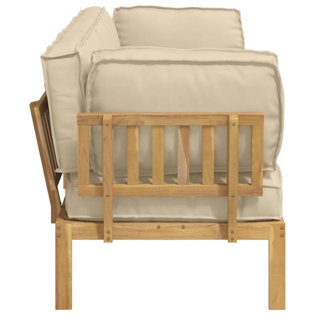 Set di divani con cuscino 2 pcs Beige Legno di Acacia Massello 3418357
