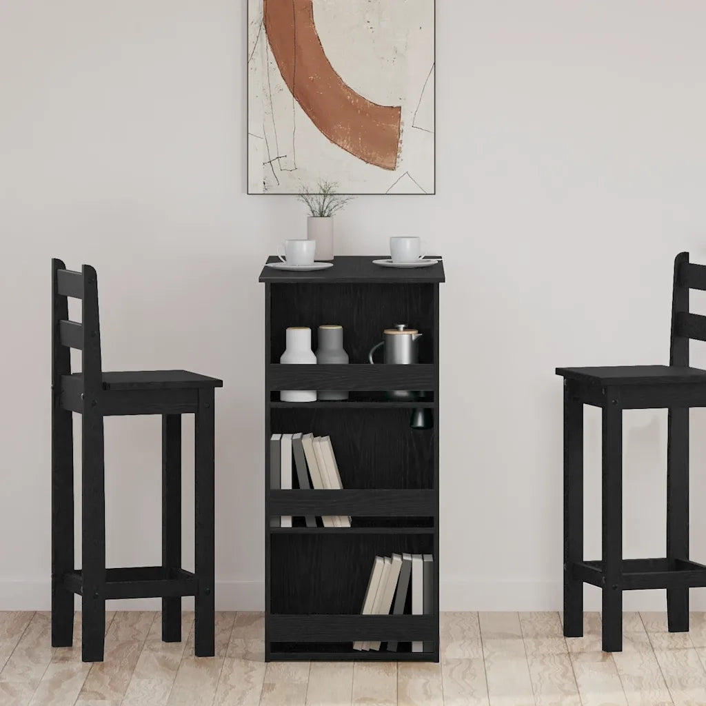 Tavolo da Bar con Ripiani Rovere Nero 102x50x103,5cm Truciolato 862079
