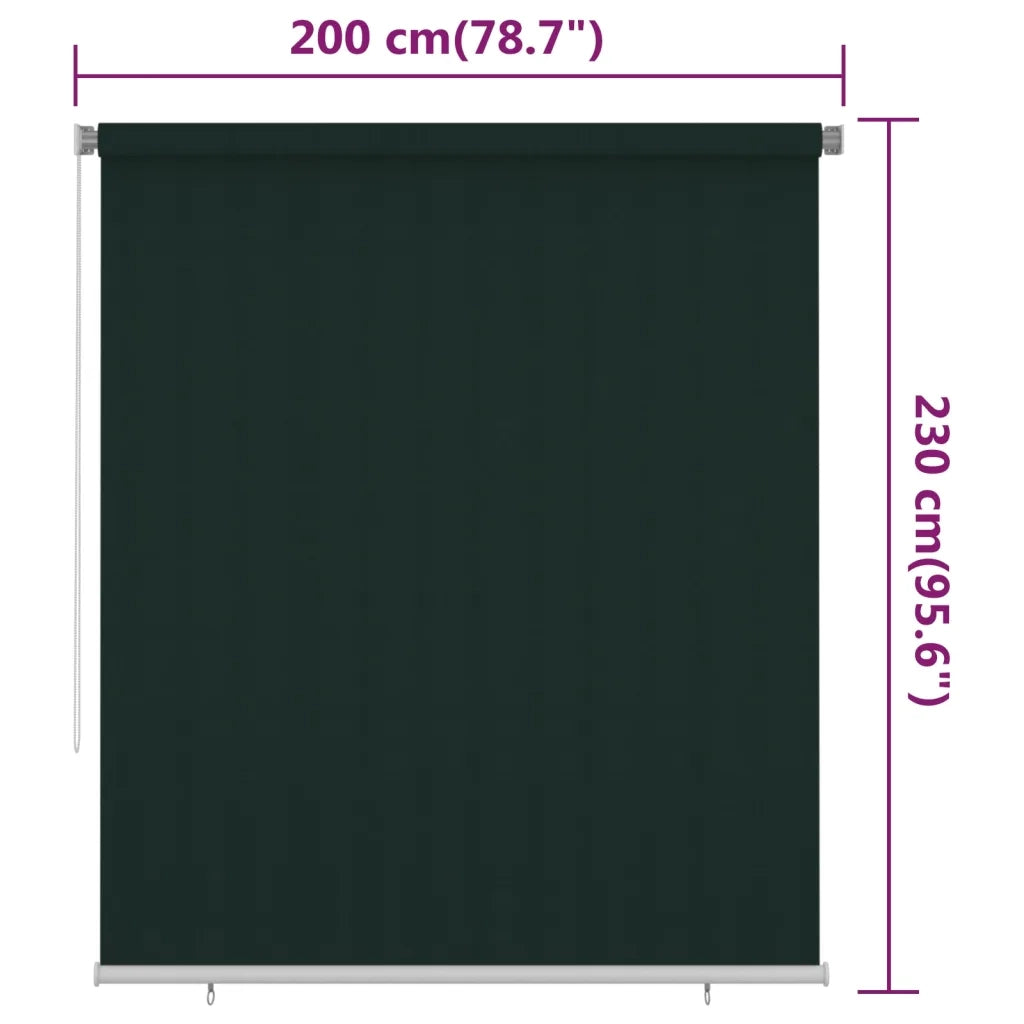 Tenda a Rullo per Esterni 200x230 cm Verde Scuro HDPE cod mxl 74710