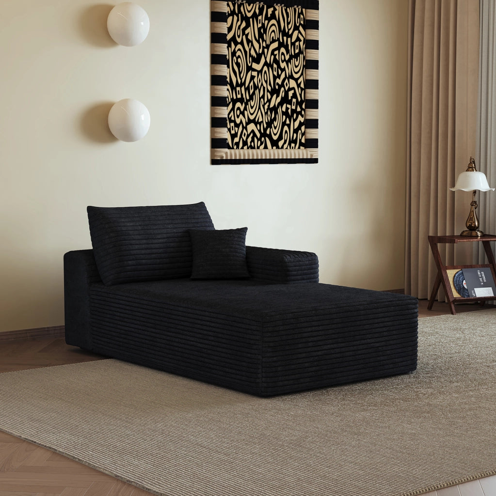 DIVANO LETTO ANGOLARE DESTRO NERO IN TESSUTO CORDUROY