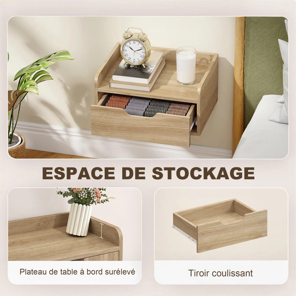 Comodino ¨C zephmum ¨C legno naturale 40x30x19,5cm