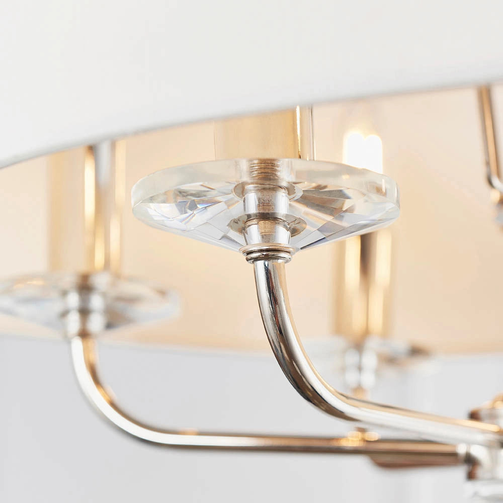 Lampadario Nixon 6 luci E14 nichel con paralume Endon