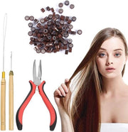 Set completo per allungamento capelli - 100 pezzi di perle di silicone con attrezzo