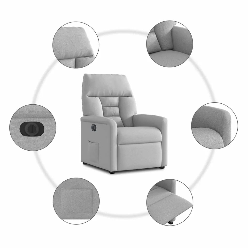 Poltrona Elettrica Reclinabile Grigio Nuvola in Tessuto 3303021