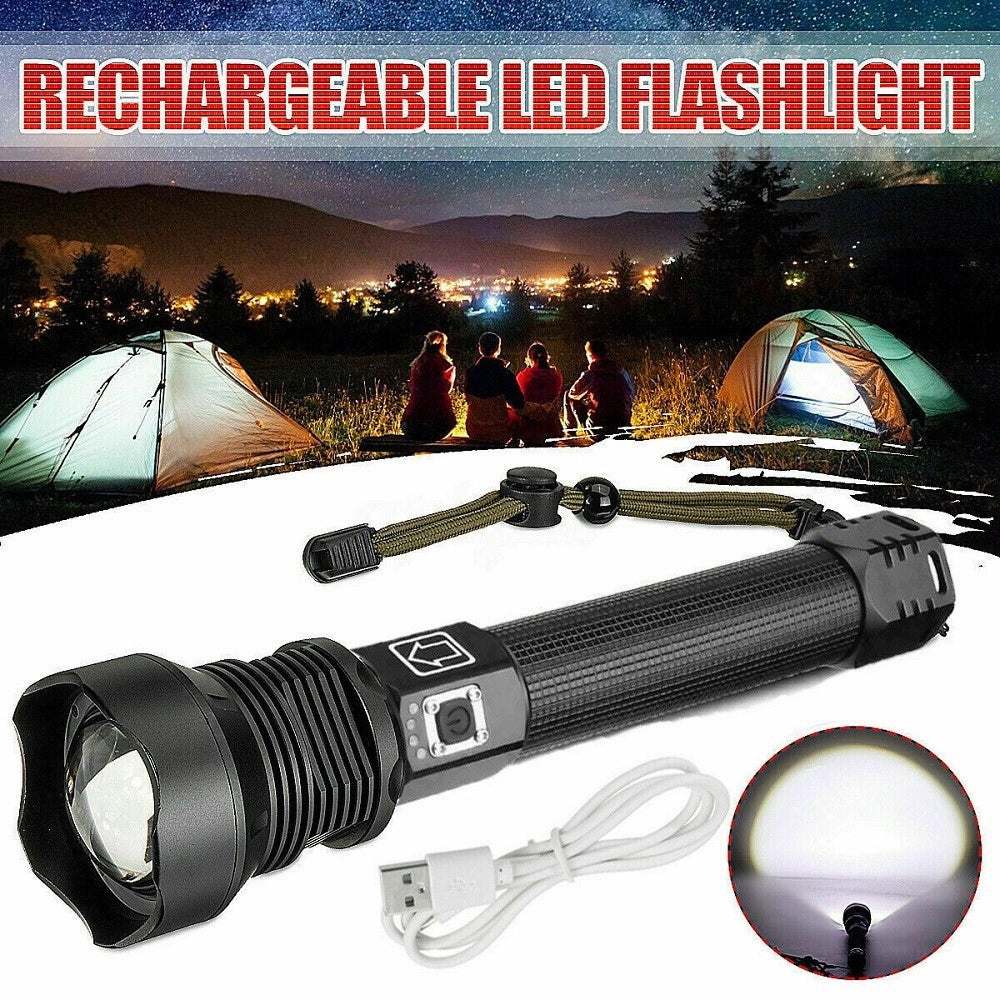 Trade Shop - Torcia 258000w Tattica/militare Led T6 Ricaricabile Zoom Doppia Batteria P516-p70 -