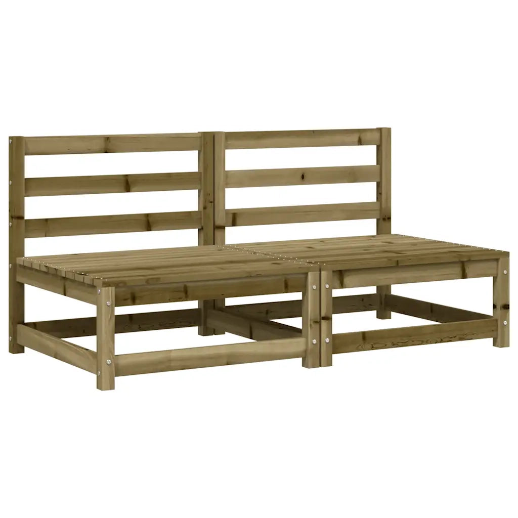 Divani Giardino Senza Braccioli con Cuscini 2pz Pino Impregnato 838092