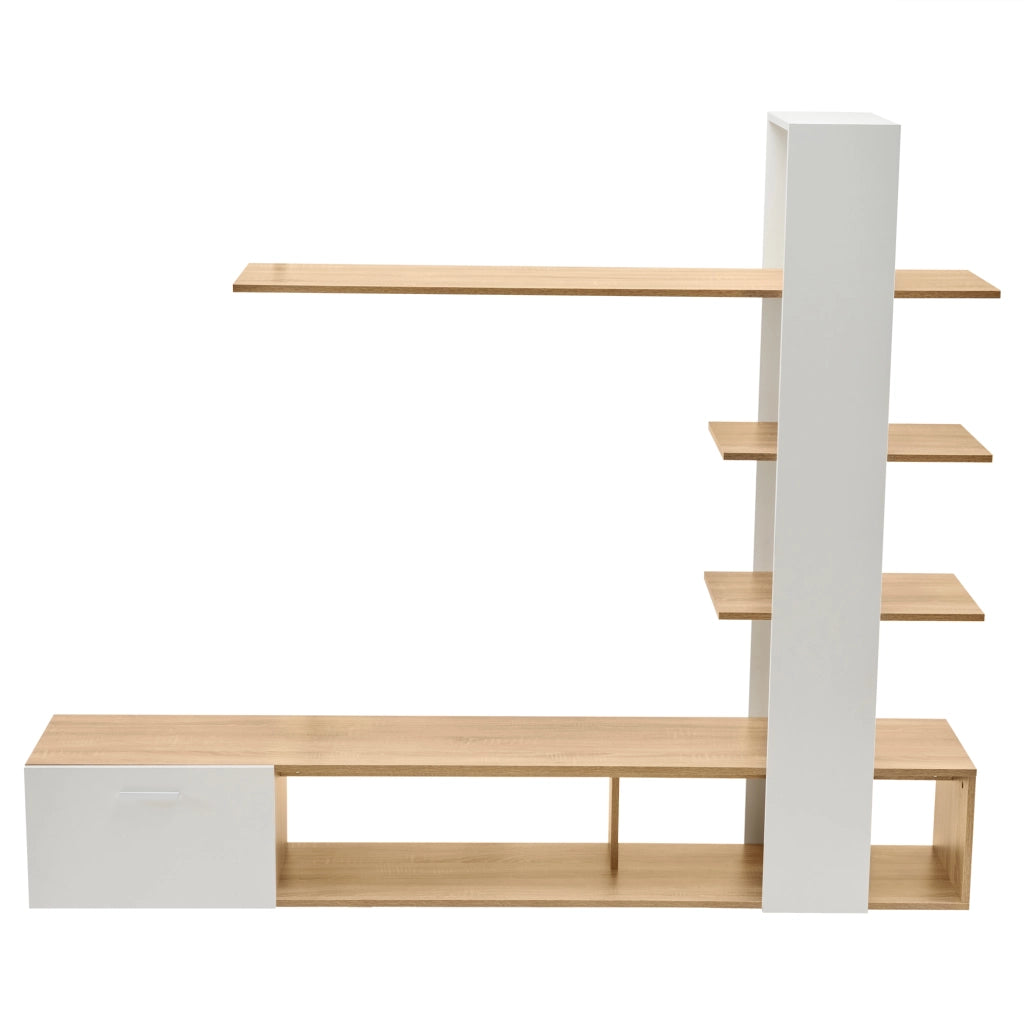 Mobile TV da Parete ¨C Xylo ¨C Rovere Bianco, Legno, 180x33,5x151,5 cm