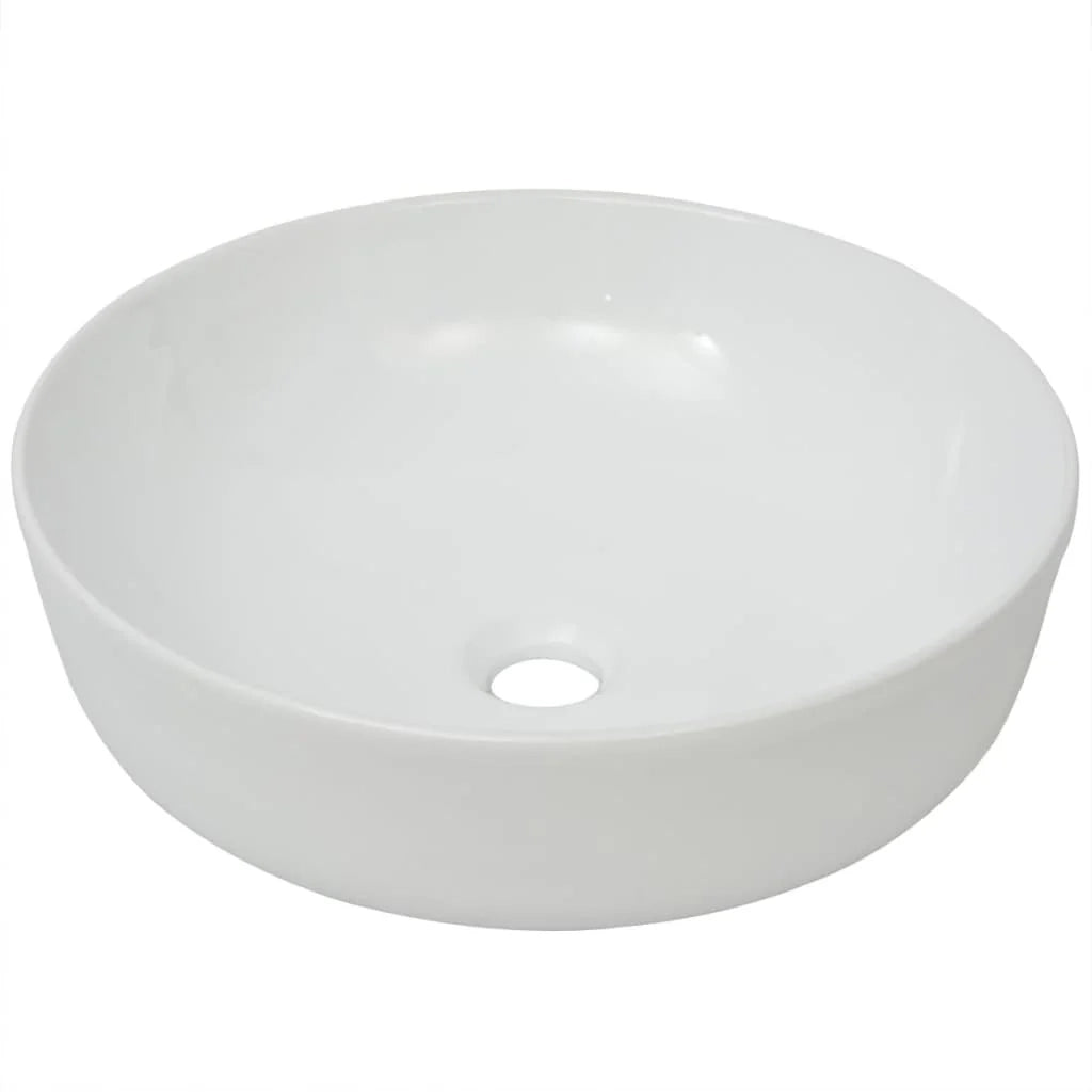 Lavandino da bagno diametro 41,5 cm rotondo ceramica bianca 02_0002524