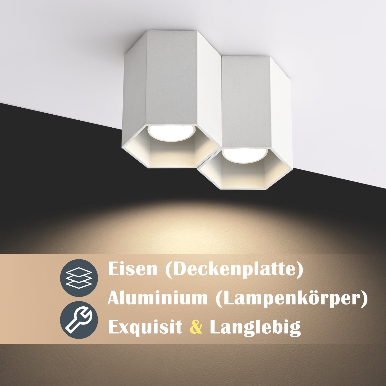 ZMH Faretto da soffitto bianchi 2 luci GU10 da superficie illuminazione moderna