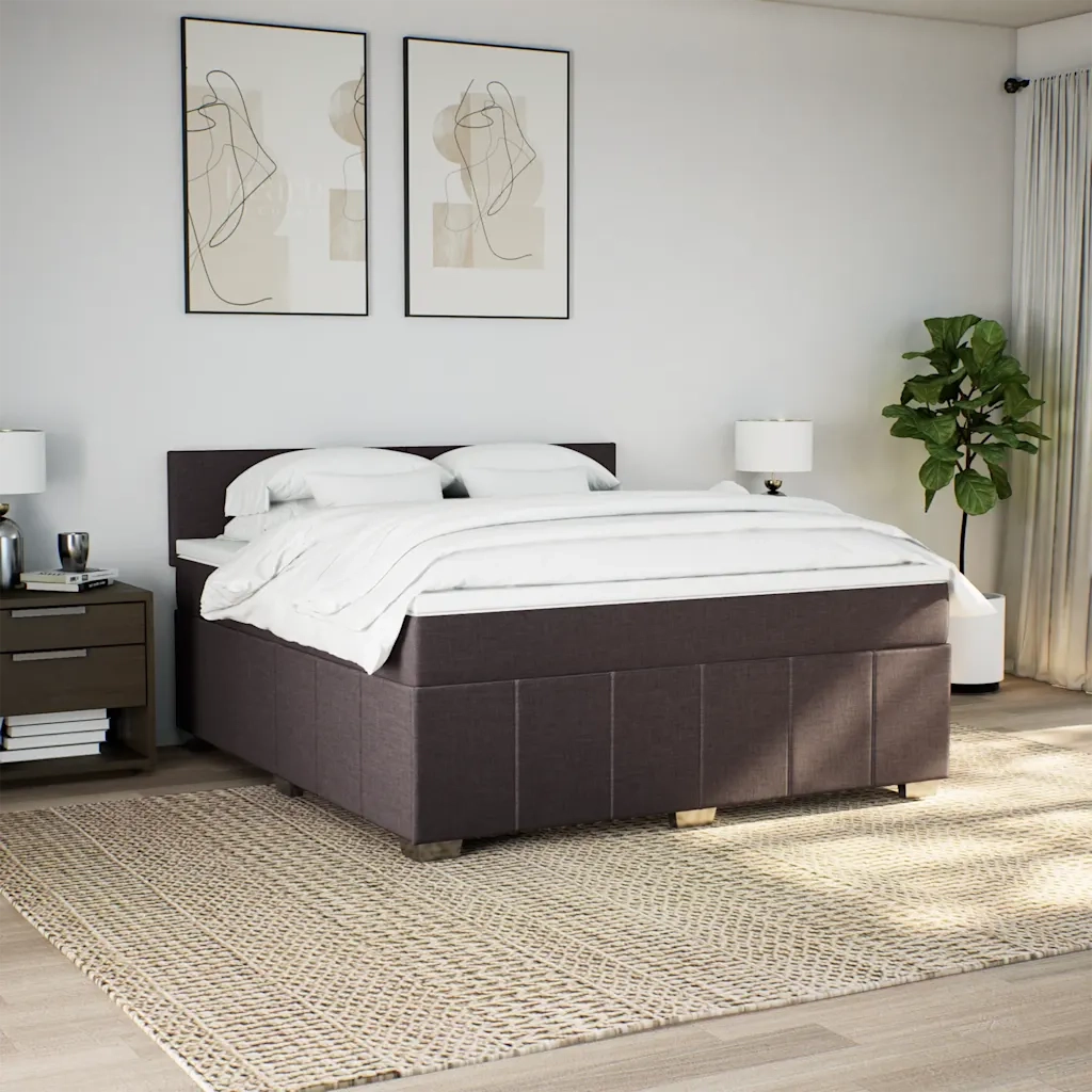 Giroletto a Molle con Materasso Marrone Scuro 180x200cm Tessuto 3289443