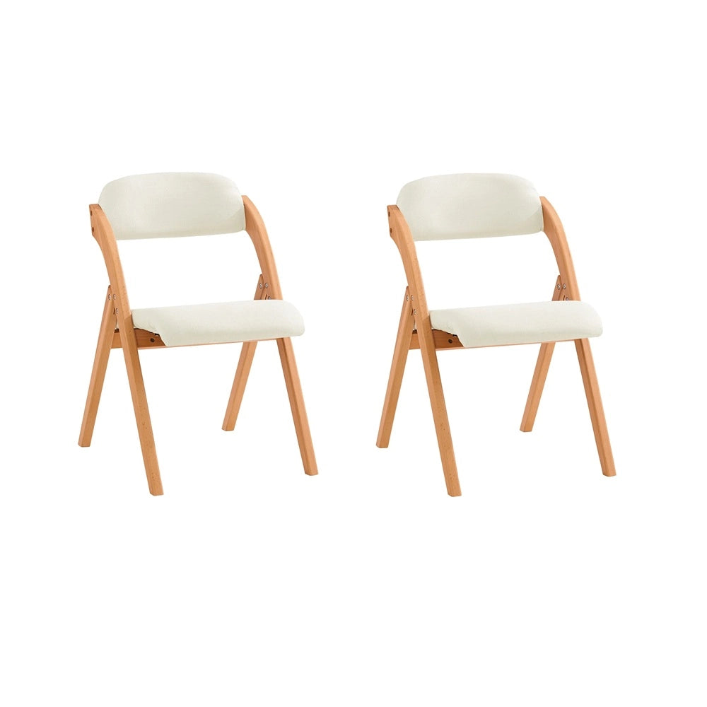 SoBuy FST92-Wx2, Sedia Pieghevole in Legno Set da 2 Poltrona Imbottita da Cucina, Sedie da Interno per Ufficio, Balcone, Giardino - Sedie Pieghevoli Salvaspazio Richiudibili in Faggio, Bianco