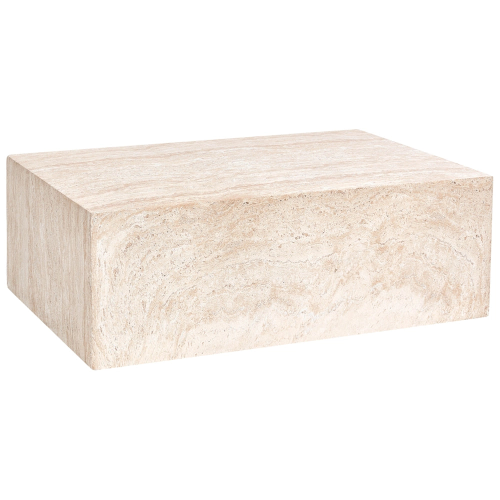 Tavolino effetto travertino Piano impiallacciato simil-pietra beige Design moderno Soggiorno
