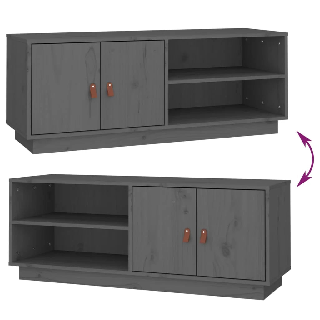 Mobile TV multimediale scaffale TV credenza mobile TV sala da pranzo soggiorno camera da letto 105 x 34 x 40 cm legno di pino massiccio grigio 02_0025685