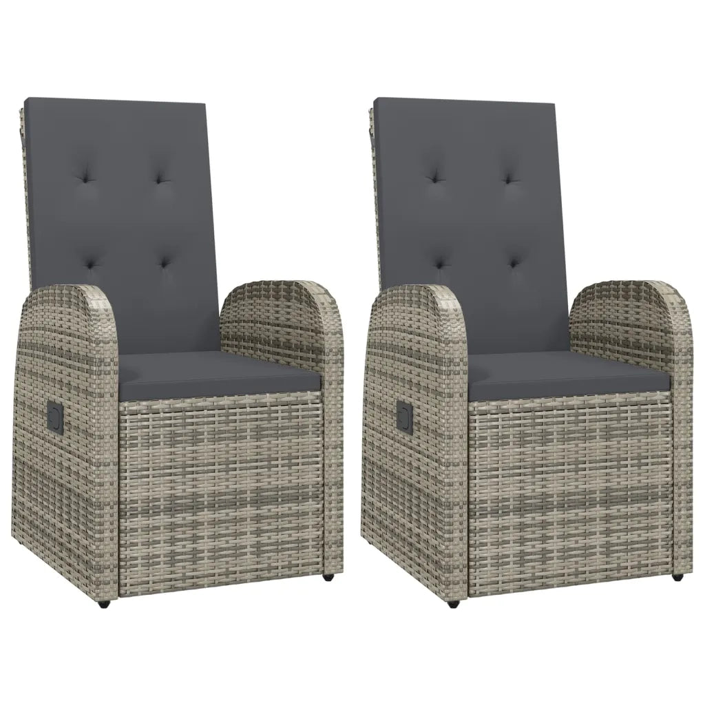 Set da Pranzo da Giardino 3 pz con Cuscini in Polyrattan Grigio