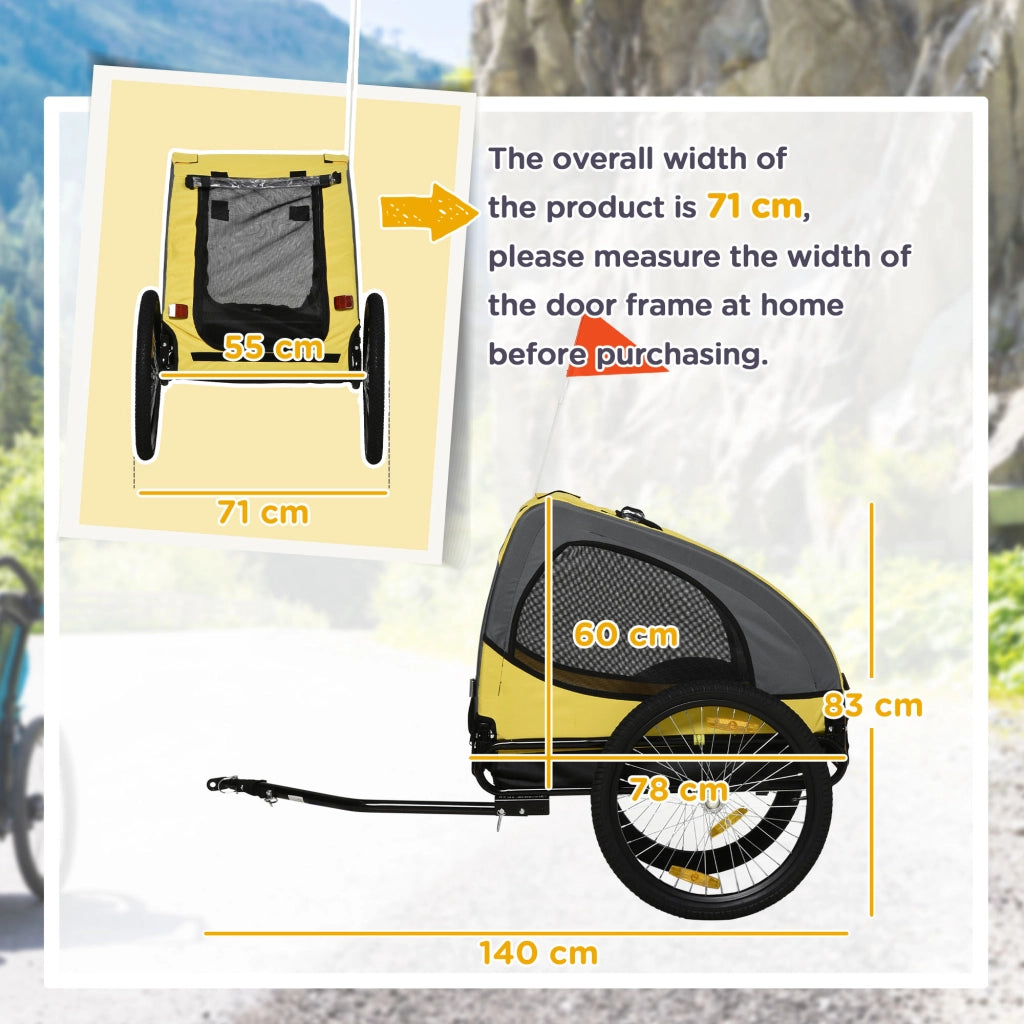 Carrello per cani ¨C zephmum ¨C giallo, rete a finestra, copertura arrotolabile, 140x71x83 cm